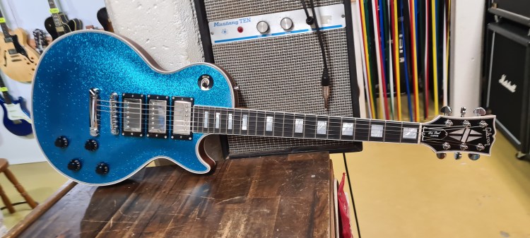 Custom Made LPC Style Guitar In Blue Sparkle 