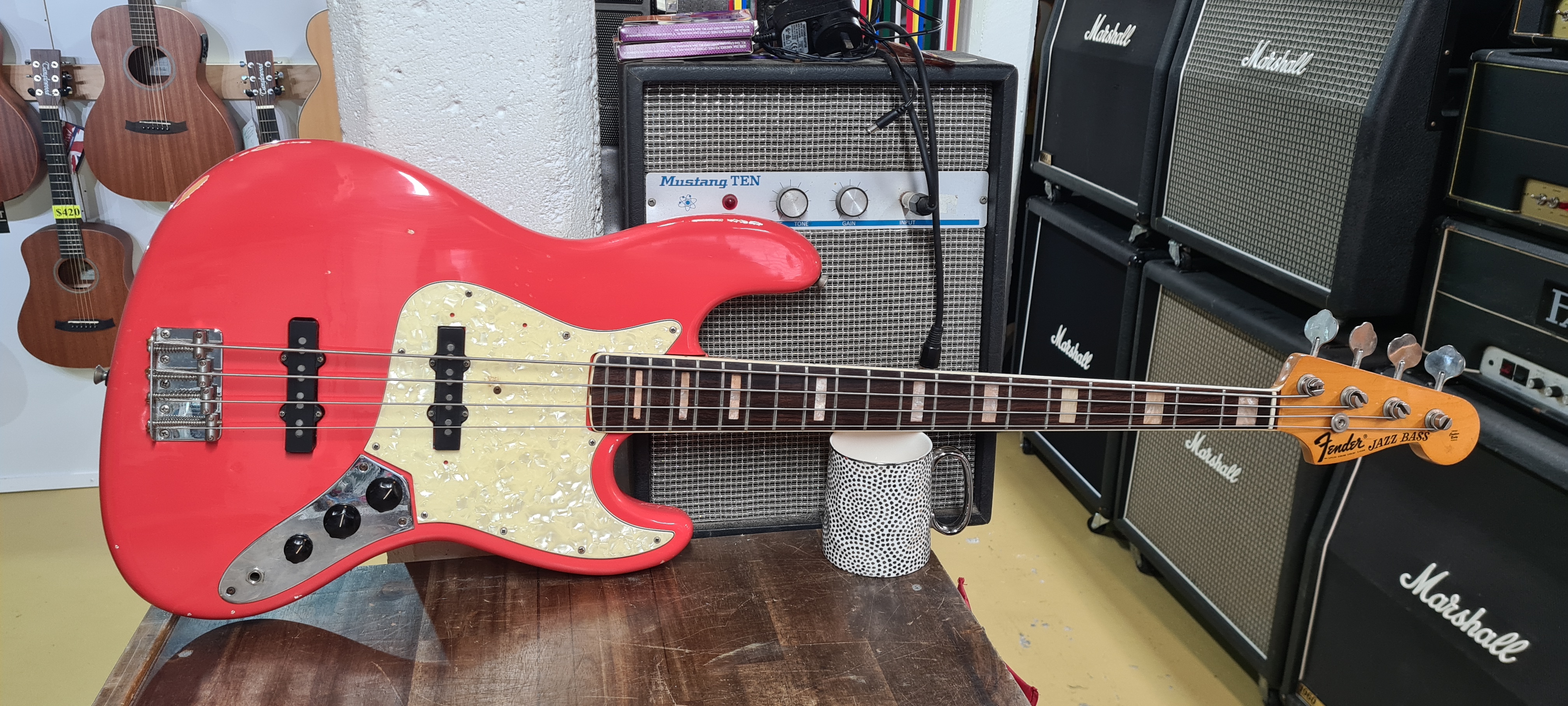 Fender 1968 Jazz Bass Fiesta Red Refin & Relic Pic 5