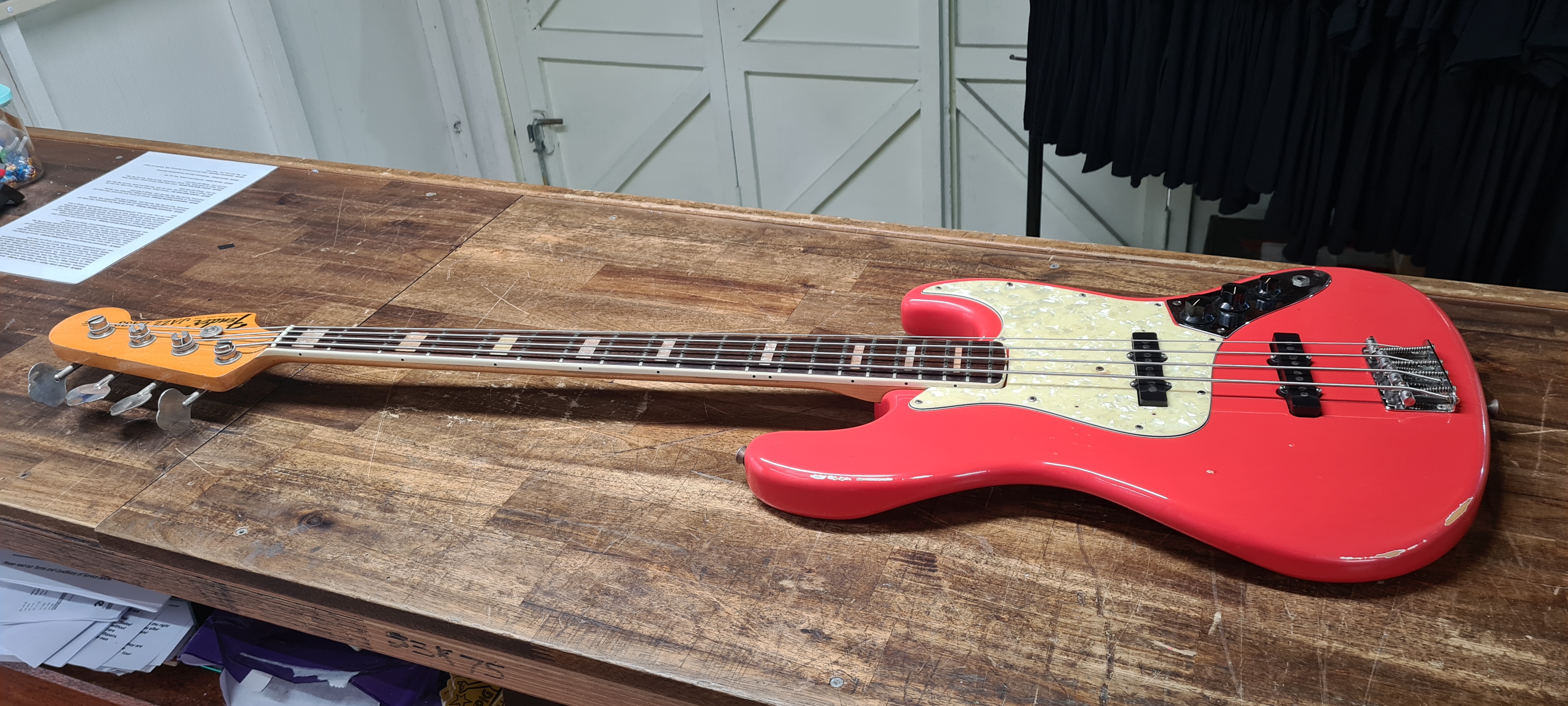 Fender 1968 Jazz Bass Fiesta Red Refin & Relic Pic 8