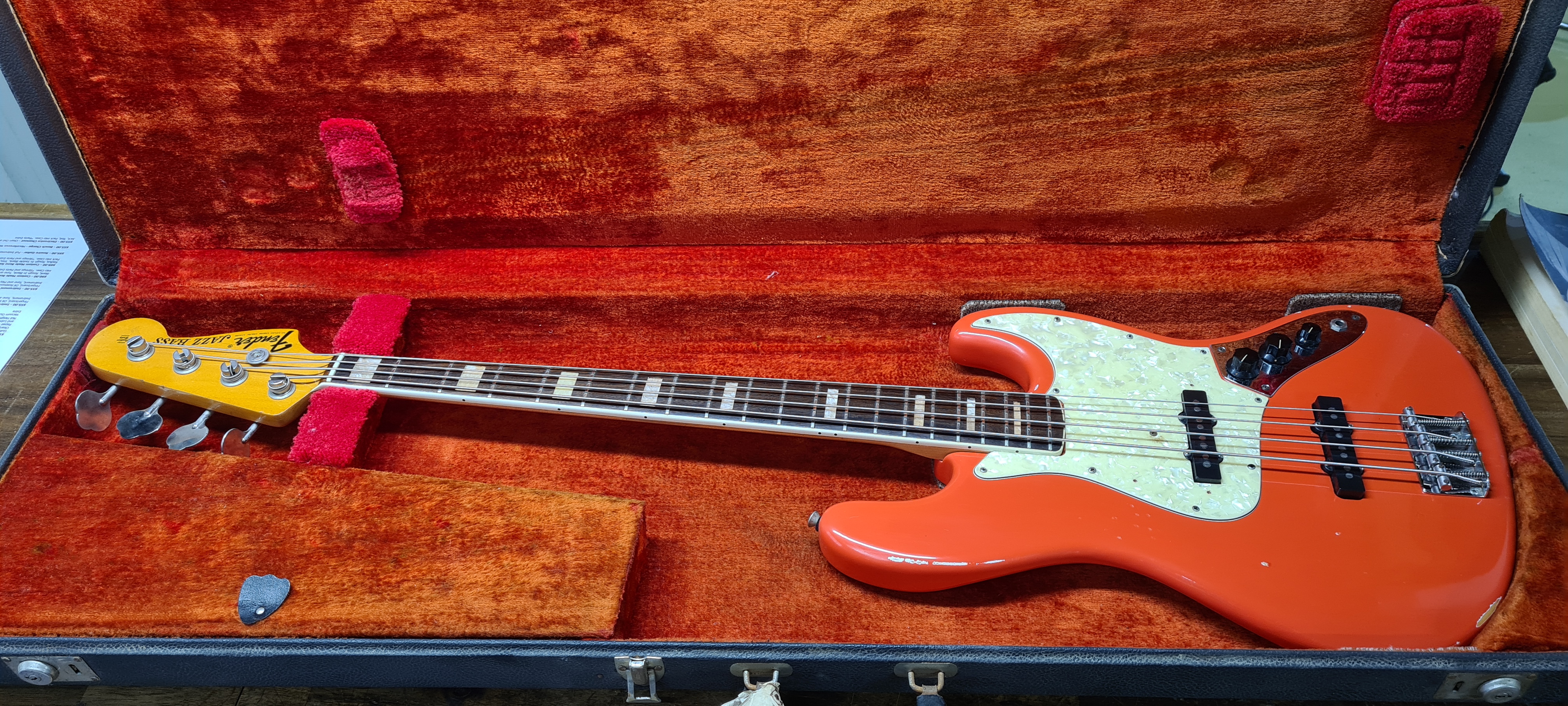 Fender 1968 Jazz Bass Fiesta Red Refin & Relic Pic 10