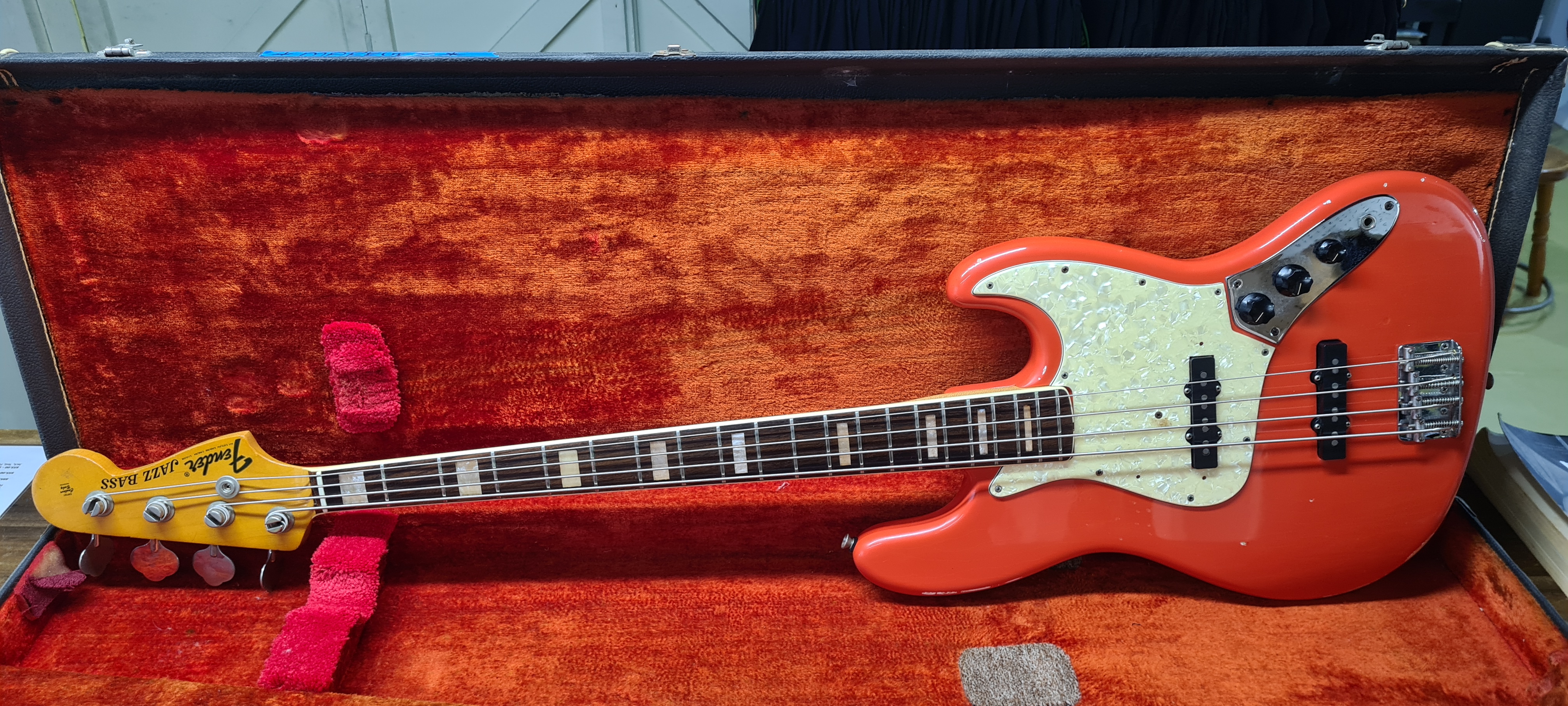 Fender 1968 Jazz Bass Fiesta Red Refin & Relic Pic 11
