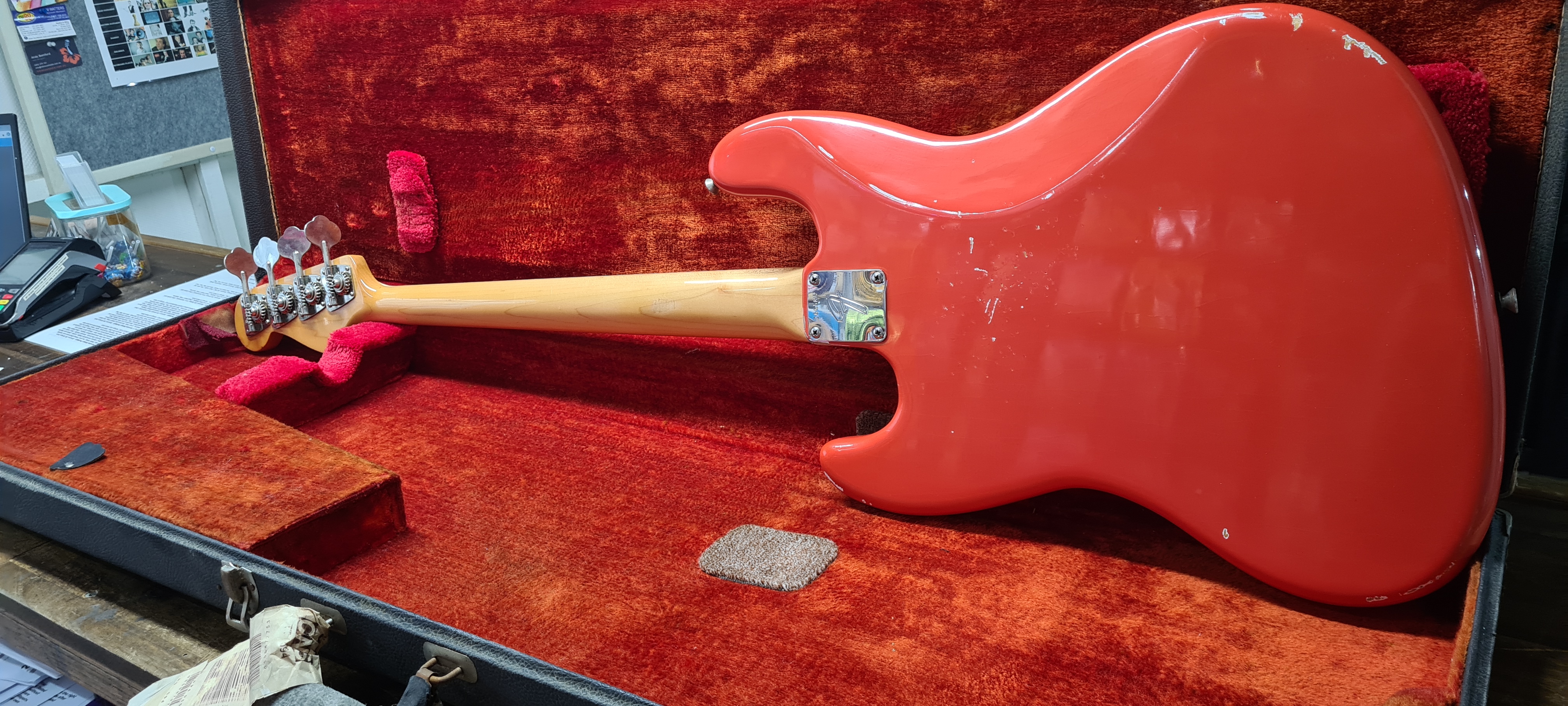 Fender 1968 Jazz Bass Fiesta Red Refin & Relic Pic 13