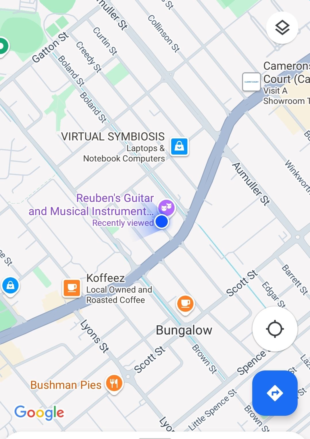 Google Maps Reuben's Guitar Repairs
