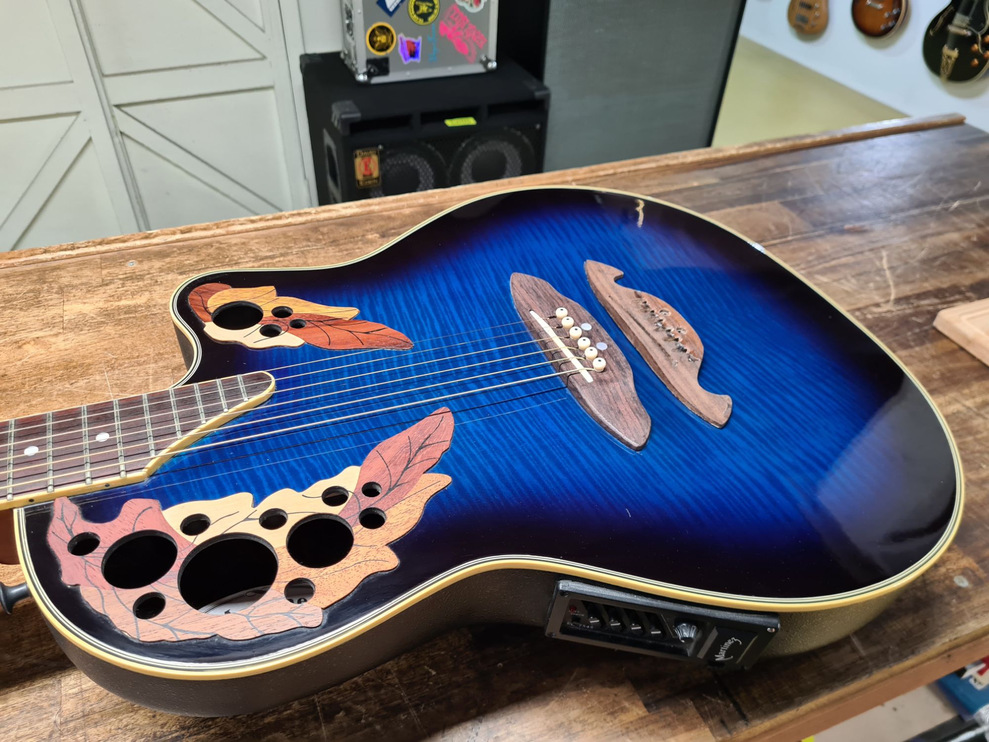 New Bridge Made and Fitted to this Shallow Ovation Style Guitar Pic 2