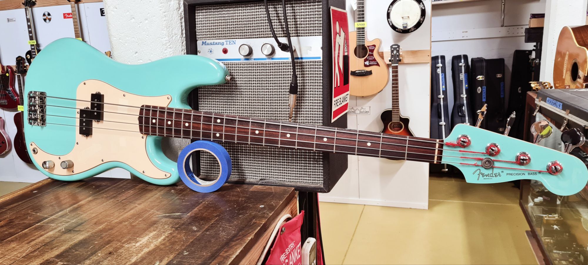 Fender USA P Bass - Seafoam Green New Headstock Decal - Matching Headstock & Nitro Respray!