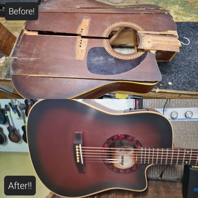 Acoustic Guitar Rebuild after Transit Damage!! 