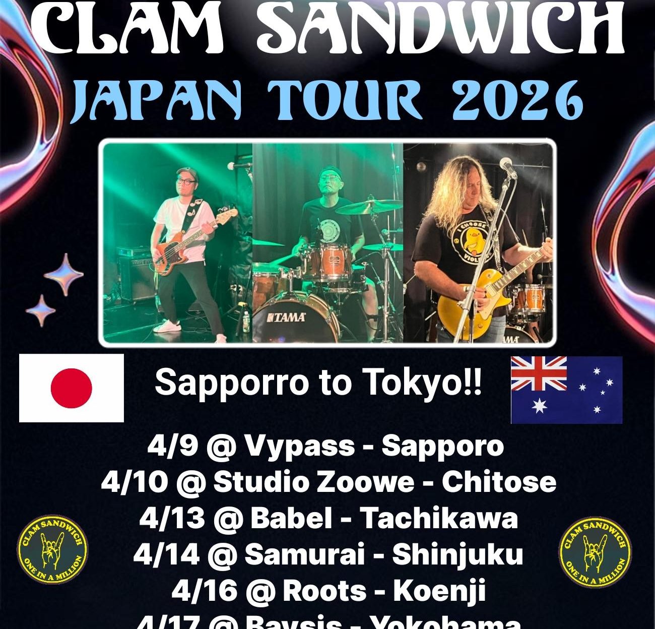 We are off to Japan for "Clam Sandwich" shows, Workshop is closed now will reopen on Monday April 20th at 10am!!